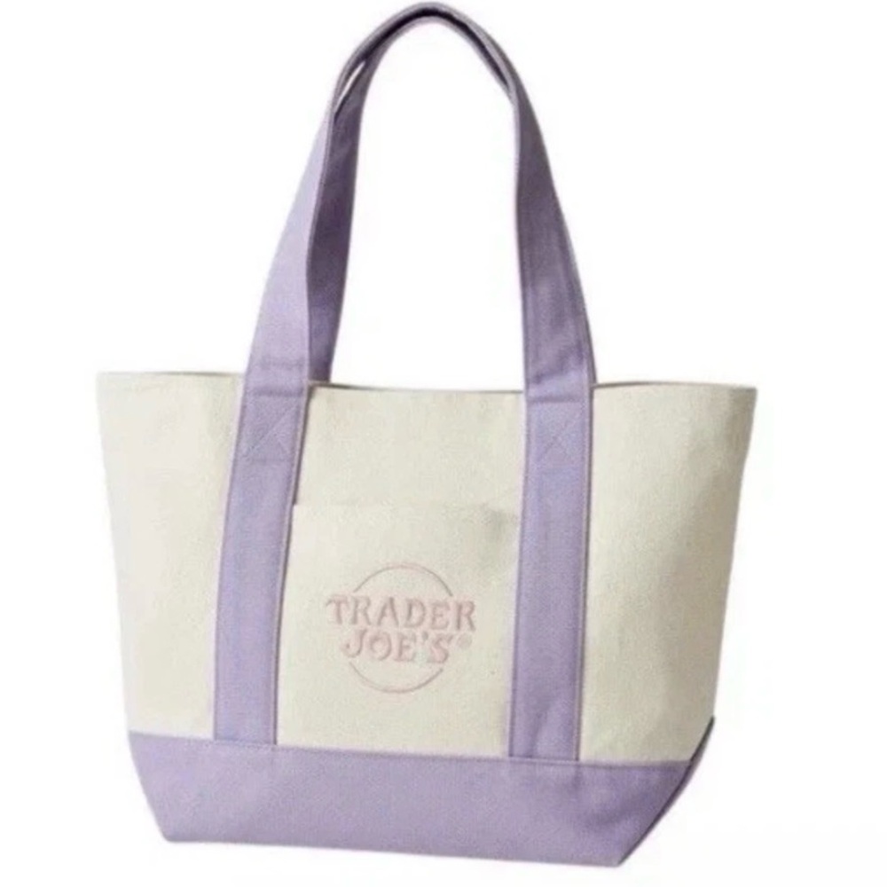 Trader Joe's Large Lavender Canvas Tote Bag